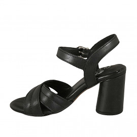 Sandale pour femmes avec courroie en cuir noir talon 7 - Pointures disponibles:  43 2