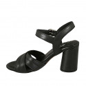 Sandale pour femmes avec courroie en cuir noir talon 7 - Pointures disponibles:  43