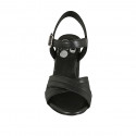 Sandale pour femmes avec courroie en cuir noir talon 7 - Pointures disponibles:  43