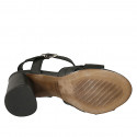 Woman's sandal with strap in black leather heel 7 - Available sizes:  43