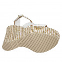 Woman's strap platform sandal in white leather with braided wedge heel 12 - Available sizes:  43