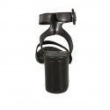 Sandalia para mujer en piel negra con cinturon al tobillo tacon 8 - Tallas disponibles:  42