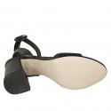 Sandale pour femmes en cuir noir avec courroie à la cheville talon 8 - Pointures disponibles:  42