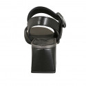 Sandalo con cinturino da donna in pelle nera tacco 5 - Misure disponibili: 31