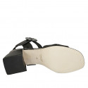 Sandalo con cinturino da donna in pelle nera tacco 5 - Misure disponibili: 31