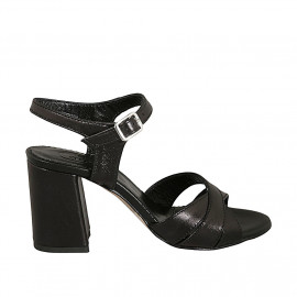 Sandale pour femmes avec courroie en cuir noir talon 8 - Pointures disponibles:  42