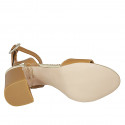 Sandalia para mujer en piel cognac con cinturon al tobillo tacon 8 - Tallas disponibles:  42