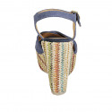 Sandalo con cinturino e plateau in camoscio azzurro con zeppa rivestita in tessuto multicolore 12 - Misure disponibili: 42, 43