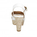 Sandale pour femmes avec plateforme et courroie en cuir blanc et talon tressé 10 - Pointures disponibles:  42