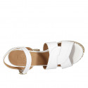 Woman's strap sandal with platform in white leather and braided heel 10 - Available sizes:  42