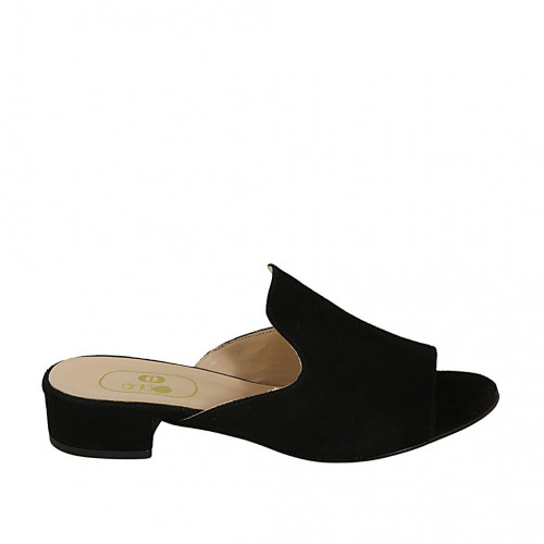 Mule pour femmes en daim noir talon 3 - Pointures disponibles:  32