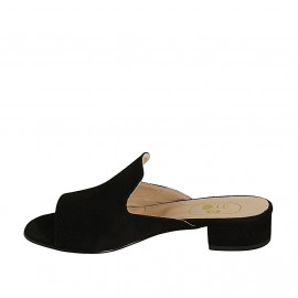 Woman's mules in black suede heel 3 - Available sizes:  32 2