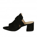 Mule pour femmes avec boucle en daim noir talon 5 - Pointures disponibles:  32