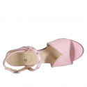 Sandalia para mujer con estrases en gamuza rosa tacon 7 - Tallas disponibles:  42