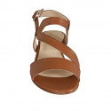 Sandale pour femmes en cuir marron clair avec elastique talon 2 - Pointures disponibles:  32