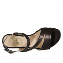 Sandalia para mujer en piel negra con elastico tacon 2 - Tallas disponibles:  32