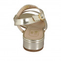 Woman's sandal in platinum laminated leather with elastic band heel 3 - Available sizes:  32