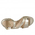 Woman's sandal in platinum laminated leather with elastic band heel 3 - Available sizes:  32