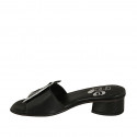 Sabot da donna in pelle nera e laminata argento con borchie tacco 3 - Misure disponibili: 32