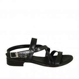 Sandale entredoigt pour femmes en cuir noir talon 2 - Pointures disponibles:  32
