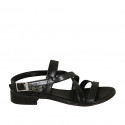 Sandale entredoigt pour femmes en cuir noir talon 2 - Pointures disponibles:  32