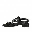 Woman's thong sandal in black leather heel 2 - Available sizes:  32