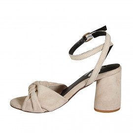Woman's sandal with ankle strap and knot in beige suede heel 7 - Available sizes:  42 2