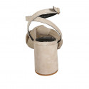 Woman's sandal with ankle strap and knot in beige suede heel 7 - Available sizes:  42