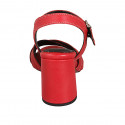 Sandalo da donna con cinturino in pelle rossa tacco 7 - Misure disponibili: 42