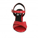 Sandale avec courroie pour femmes en cuir rouge talon 7 - Pointures disponibles:  42