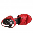 Sandale avec courroie pour femmes en cuir rouge talon 7 - Pointures disponibles:  42
