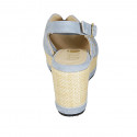 Woman's sandal in light blue suede with studs and wedge heel 7 - Available sizes:  43