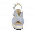 Sandalo da donna in camoscio azzurro con borchie e zeppa 7 - Misure disponibili: 43