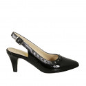 Woman's slingback pump with studs in black patent leather heel 7 - Available sizes:  42