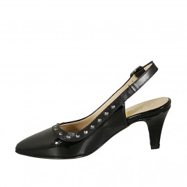 Zapato destalonado para mujer en charol negro con tachuelas tacon 7 - Tallas disponibles:  42 2