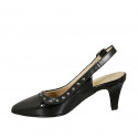 Woman's slingback pump with studs in black patent leather heel 7 - Available sizes:  42