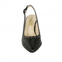 Woman's slingback pump with studs in black patent leather heel 7 - Available sizes:  42