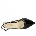 Woman's slingback pump with studs in black patent leather heel 7 - Available sizes:  42