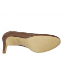 Woman's pump shoe in brown leather heel 8 - Available sizes:  31