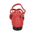 Woman's open shoe with strap and platinum accessory in red leather heel 2 - Available sizes:  32