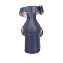 Chaussure ouverte pour femmes avec courroie à la cheville en cuir bleu talon 7 - Pointures disponibles:  42, 43