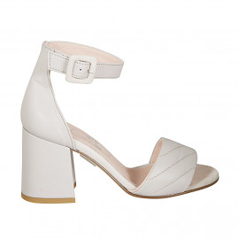 Woman's sandal in dove grey leather with ankle strap heel 7 - Available sizes:  43