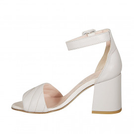 Sandalia para mujer en piel gris perla con cinturon al tobillo tacon 7 - Tallas disponibles:  43 2