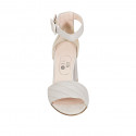 Woman's sandal in dove grey leather with ankle strap heel 7 - Available sizes:  43