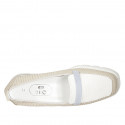Woman's mocassin in white and beige printed leather and light blu suede wedge heel 3 - Available sizes:  42