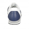 Zapato para hombre con cordones y plantilla extraible en piel blanca y azul - Tallas disponibles:  38