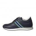 Zapato para hombre con cordones y plantilla extraible en piel ayul y tejido azul, verde y gris - Tallas disponibles:  37, 50