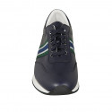 Chaussure sportif à lacets pour hommes avec semelle amovible en cuir bleu et tissu bleu, vert et gris - Pointures disponibles:  37, 50