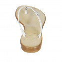 Woman's thong mules with rhinestone in white leather heel 1 - Available sizes:  42