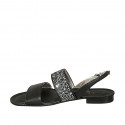 Sandale pour femmes en cuir noir avec strass talon 1 - Pointures disponibles:  33, 45